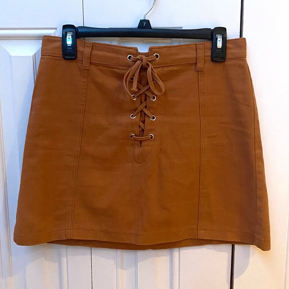 ⚡️Orange rust denim mini skirt